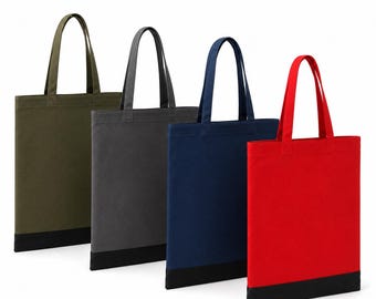 Minimal Canvas Tote Bag, Large Everyday Carry with Reinforced Handles and Inner Pocket D05