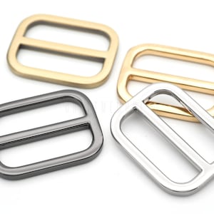 6pcs Oval Slide Buckle Metal Flat Oval Slider Triglide Strap Keeper Bag Belt Adjuster VTSV