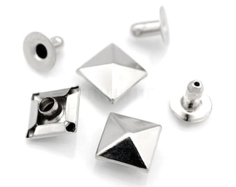 100 sztuk srebrnych nitów kolczastych PYRAMID Rapid Rivet Studs Glam Rock Biker Nailheads Leathercraft Decorations