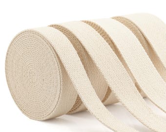 Natural Cotton Webbing Strap – Unbleached Tape for Bags, Aprons, Sewing (5 Yards)
