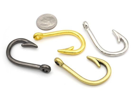 10pack Fish Hook Charm Pendants for Necklace Bracelet Key Chain Paracord Jewelry Making