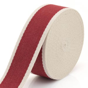 Two-Tone Cotton Poly Webbing Strap – Heavy Duty Bag Craft Belt (1.5 Inch) Red-Ivory