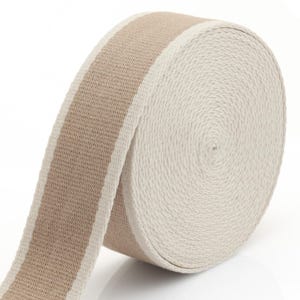 Two-Tone Cotton Poly Webbing Strap – Heavy Duty Bag Craft Belt (1.5 Inch) Tan-Ivory