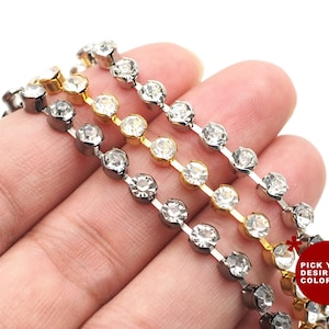 Finitura a catena in argento con strass rotondi trasparenti, catena a tazza baguette Cintura da sposa con strass in cristallo sottile, misura 1 metro