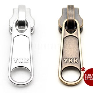 10 Pack YKK Zipper Head with 1-1/4 Inch Pull Tap for Metal Teeth Zipper Tape PTZL