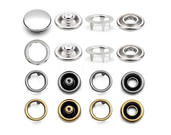 144 Sets Metal Open Ring Prong No Sew Snap Fastener Set for Western Shirt Clothes Washable Popper Studs