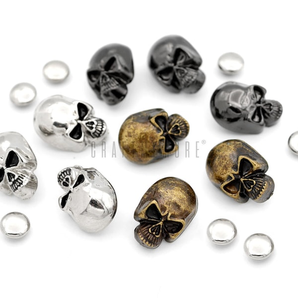 10pcs Skull Ghost Rivet Stud Punk Boutons pour Bracelets Sacs Ceintures Maroquinerie