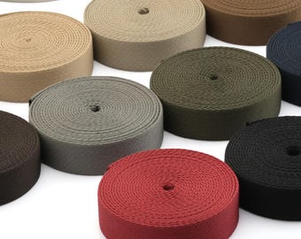 50 Yards Cotton Webbing Strap – Brown Shades | Heavy Duty Canvas Strap 1" 1-1/4" 1-1/2" 2" | Bag Strap, Purse Making, DIY Craft Supply