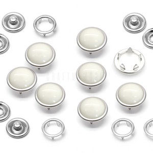 20 Sets 12mm Pearl Snaps Fasteners Pearl-Like Buttons for Western Shirt Clothes Washable Popper Studs Branco