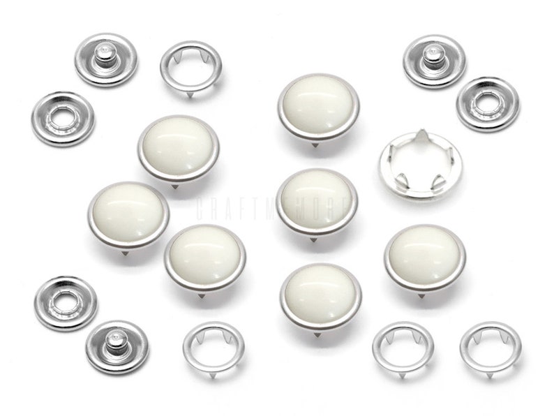 20 Sets 12mm Parel Snaps Bevestigingsmiddelen Parelachtige Knopen voor Western Shirt Kleding Wasbare Popper Studs Wit