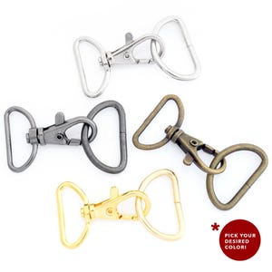 May include: Four swivel snap hooks in different finishes: silver, gunmetal, antique brass, and gold.  Pick your desired color.
