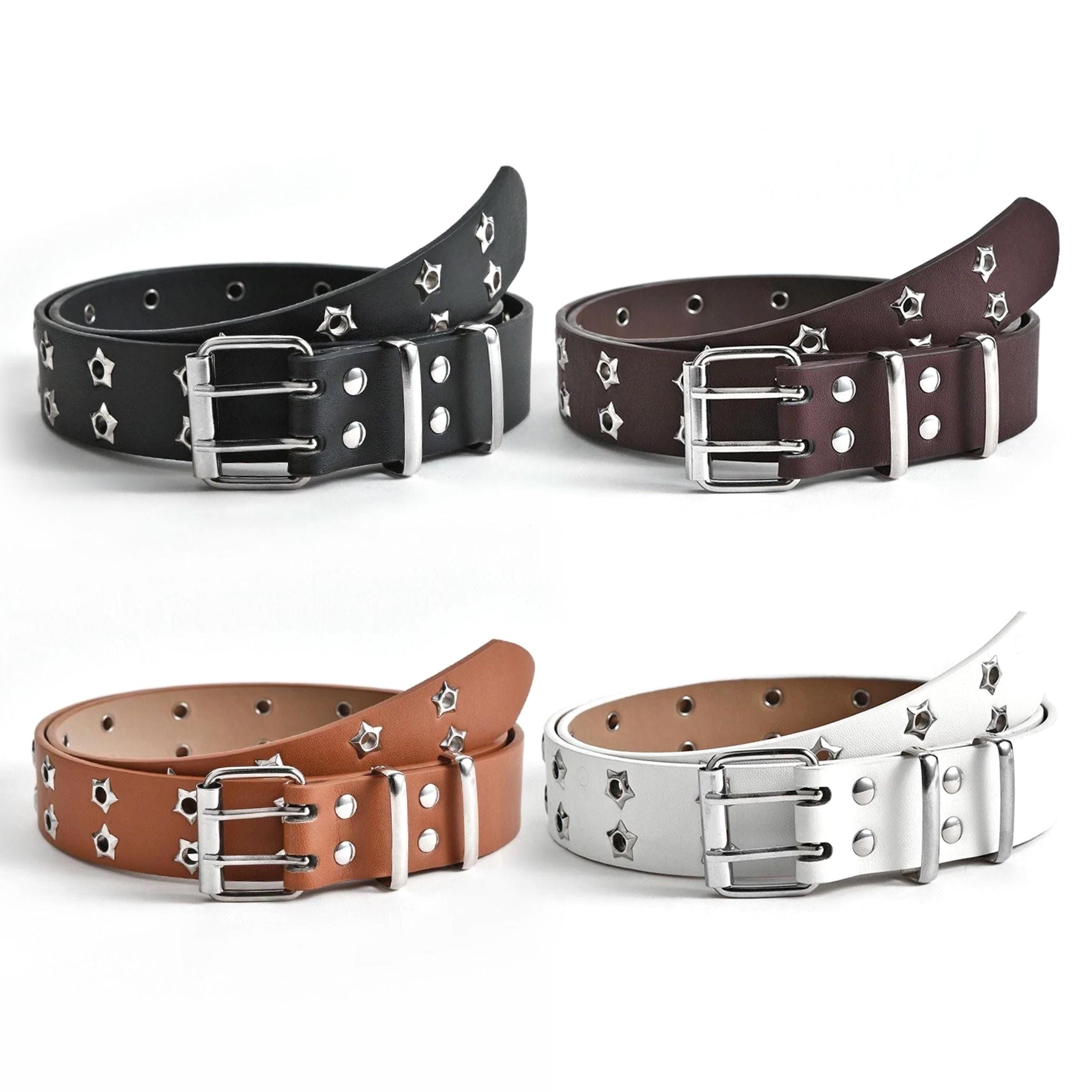 Punk Studded PU Leather Belt with Metallic Buckle, Adjustable Fit Studded Punk Belt – Pyramid Stud Faux Leather Belt in Black  main image 4