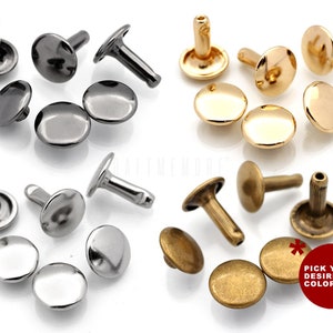 Utoolmart 20 Sets Double Cap Rivets 8mmx12mm | Brass Round Rivet Fasteners For Leather Craft & Decorations