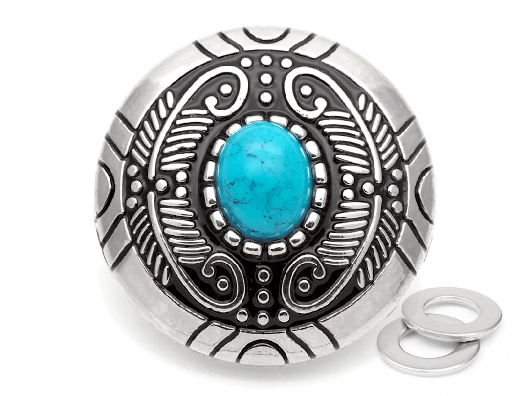 CRAFTMEMORE Decorative Concho Faux Turquoise Navajo Flower Indian Charm...