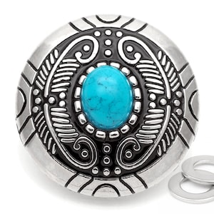 2pcs 1-1/8"Decorativo Concho Pluma Falsa Flor Turquesa Flor Navajo Cartera Indio Encanto Tornillo Botones de Cuero Artesanía