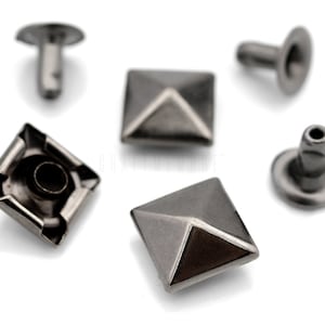 100pcs Gunmetal Black Spike Rivets PYRAMID Rapid Rivet Studs Glam Rock Biker Nailheads Leathercraft Decorations