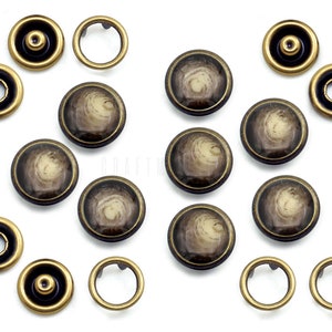 20 Sets 12mm Pearl Snaps Fasteners Pearl-Like Buttons for Western Shirt Clothes Washable Popper Studs Brown Stone