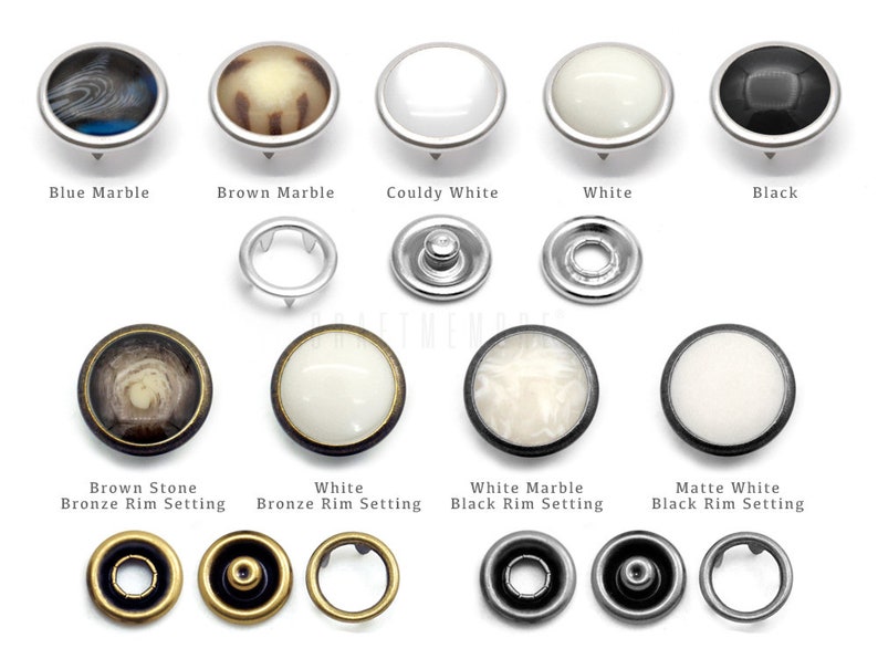20 Sets 12mm Pearl Snaps Fasteners Pearl-Like Buttons for Western Shirt Clothes Washable Popper Studs image 1