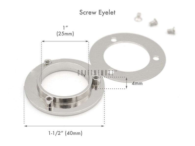 Metal SCREW Rings Grommet Round Flat Surface Purse Loop O-rings Craft Accessories 21MM 25MM Pack of 4 Complete Rings