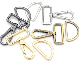 2sets 1-1/2" Snap Push Gate Hooks Metal Swivel Snap Hooks with D Rings