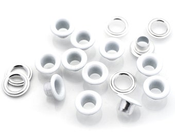 100pack 3/16" ID White Eyelets Grommets with Washers 5mm Aluminium Eyelet for Shoes, Bead Cores, Clothes, Leather, Canvas