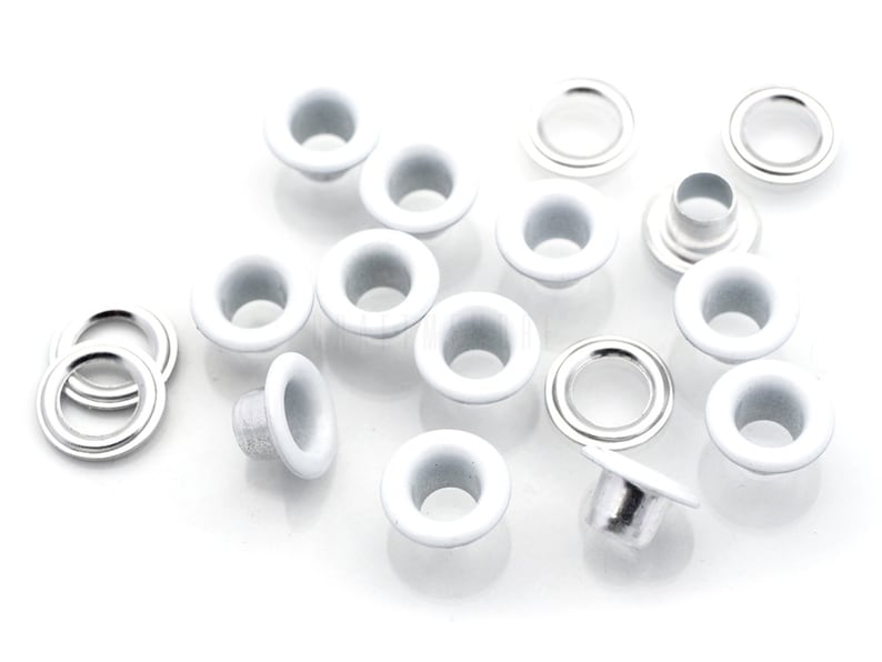 100pack 3/16 ID White Eyelets Grommets with Washers 5mm Aluminium Eyelet for Shoes, Bead Cores, Clothes, Leather, Canvas image 1