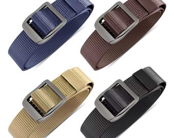 Adjustable No-Hole Nylon Belt – Metal Buckle Webbing Belt for Everyday Use, Outdoor & Workwear SPB4