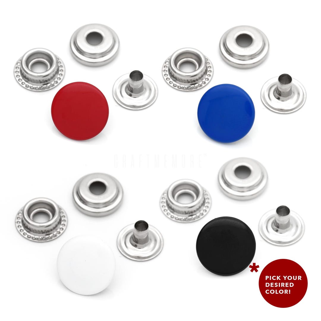 144 Pack Color Coating Cap Snap Fasteners Ring-socket Line 24 (15mm Cap ...