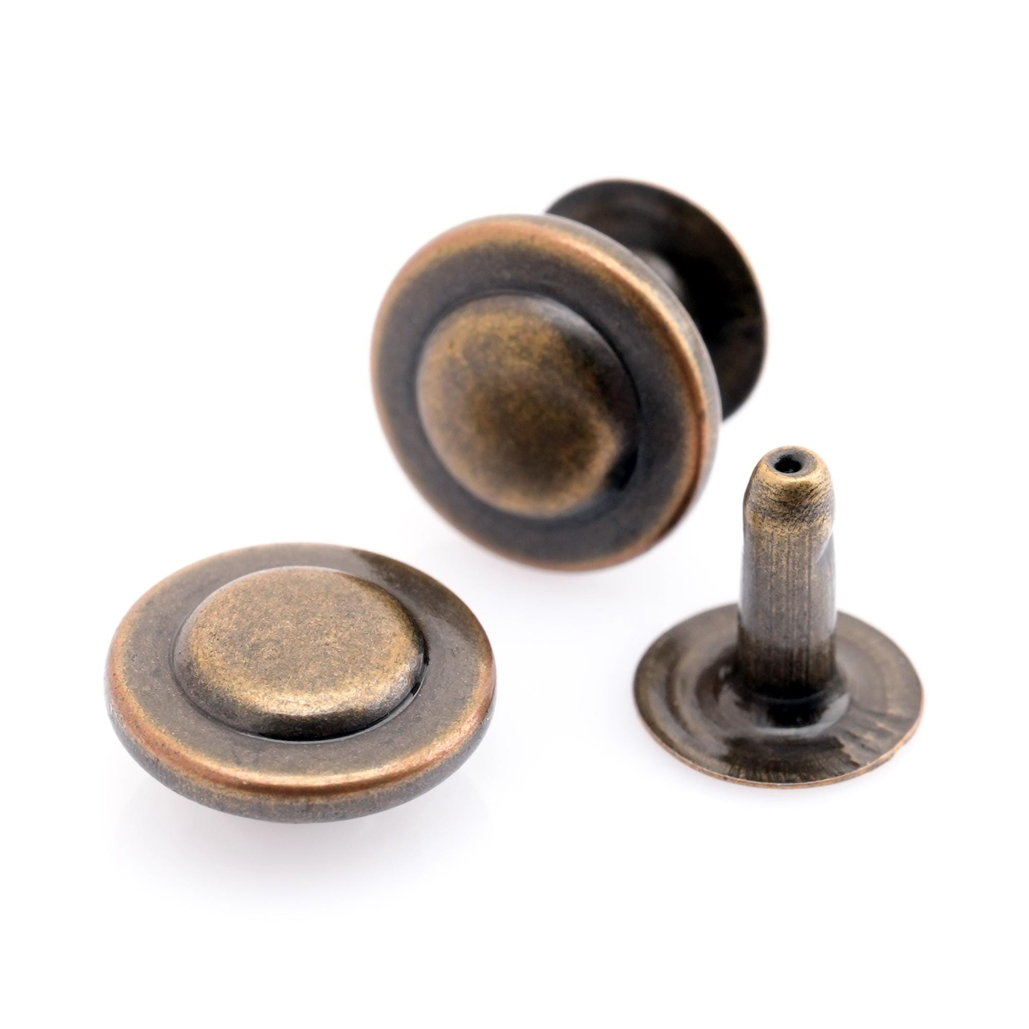 10pcs Ottone Rivetto Borchie a Vite Testa Tonda Ad Anello Parti in