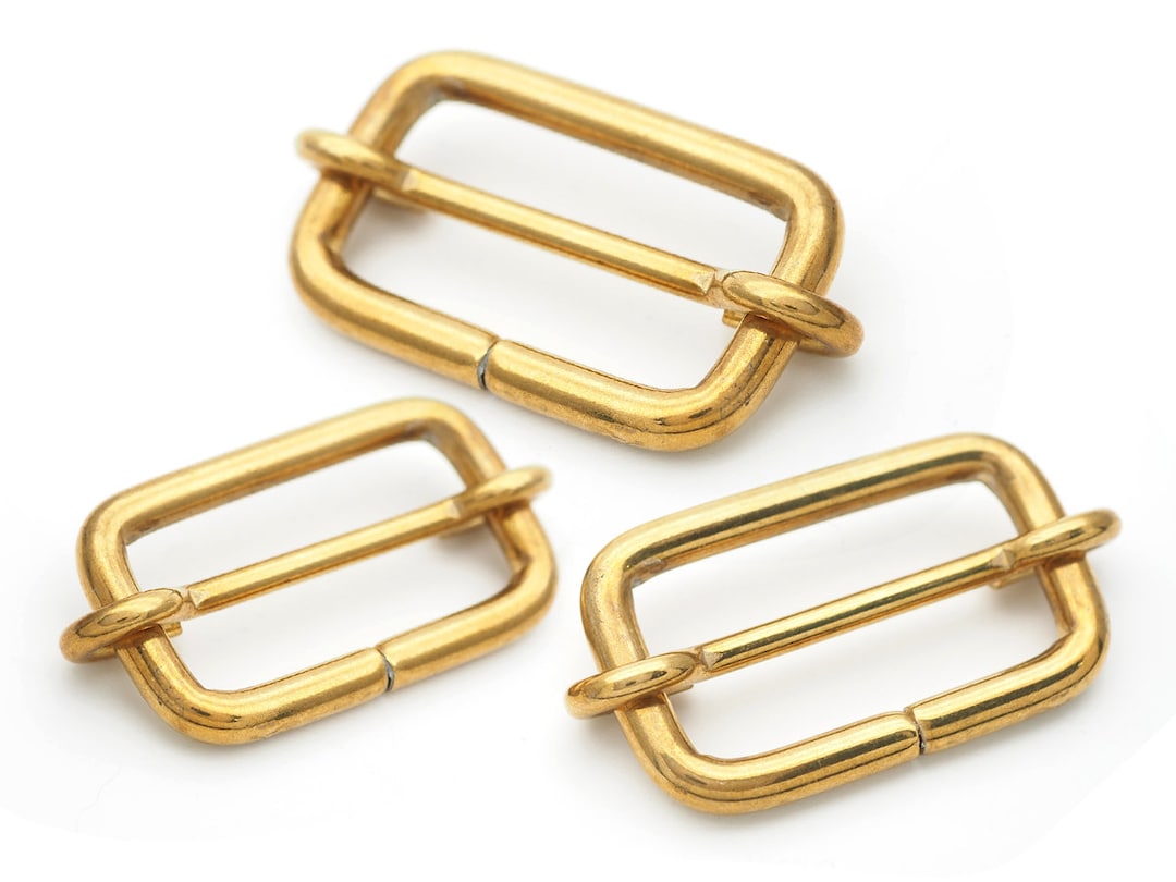 1 1-1/4 1-1/2 Solid Brass Movable Bar Slide Strap Adjuster Rectangle ...