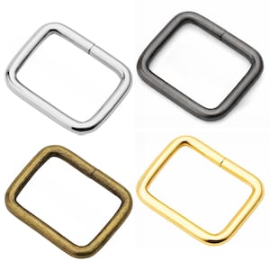 20 Pack Metal Rectangle Rings 5/8" 3/4" 1" Strap Loop Buckle for Bag, Belt & Webbing – 3mm Thick Hardware
