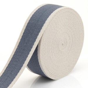 Two-Tone Cotton Poly Webbing Strap – Heavy Duty Bag Craft Belt (1.5 Inch) Blue-Ivory
