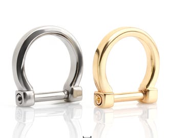 4pack 1/2inch Tiny D-Rings with SCREW Shackle Horseshoe U Shape D Ring DIY Leather Craft Purse Replacement Accessories RDT31