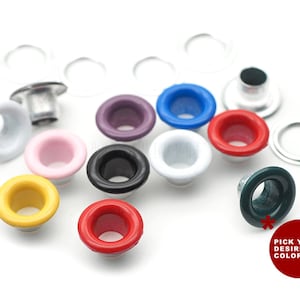 100pack 4.5mm Colored Eyelets Grommets with Washers 5mm Aluminium Eyelet for Shoes, Bead Cores, Clothes, Leather, Canvas