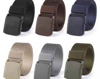 Heavy-Duty Nylon Web Belt with Plastic Buckle – Adjustable Military-Style Utility Belt SPB7