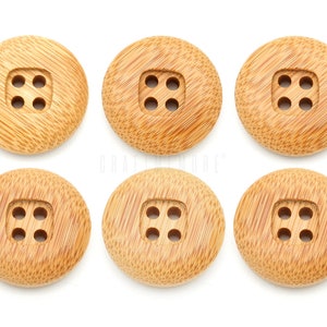 Botones de bambú, botón de madera redondo de 4 agujeros para costura de prendas, manualidades DIY B70