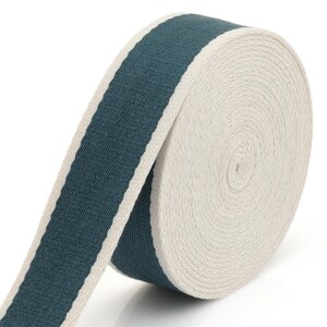 Two-Tone Cotton Poly Webbing Strap – Heavy Duty Bag Craft Belt (1.5 Inch) Ocean-Ivory