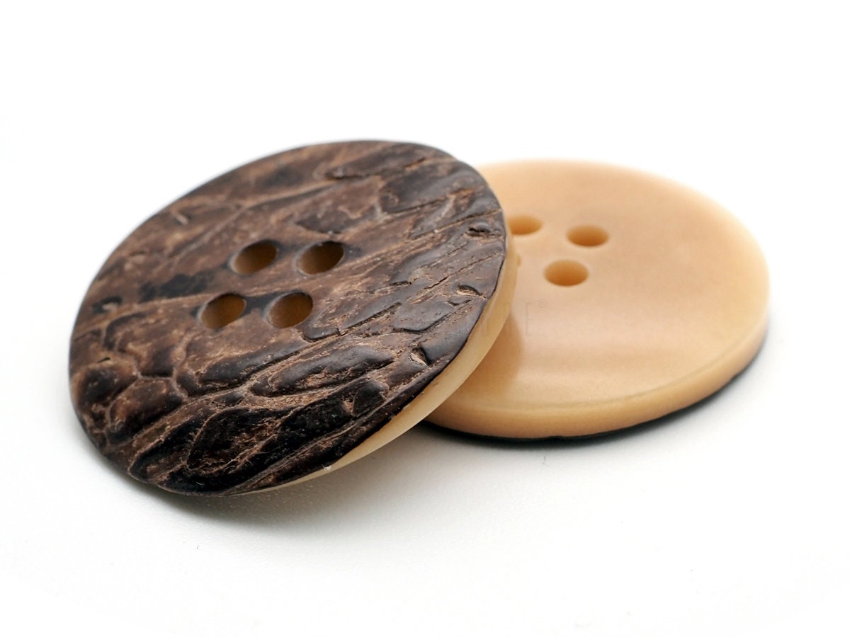 Bark Texture Resin Buttons 4 Holes Wooden Texture Button for Garment ...