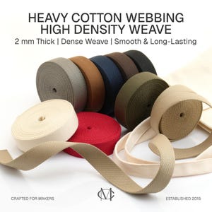 5Yards Heavy Cotton Webbing Strap 1" 1-1/4" 1-1/2" 2" – Thick Canvas Strap for Bag Making, Purse Strap, Camera Strap, DIY Craft Supply image 5