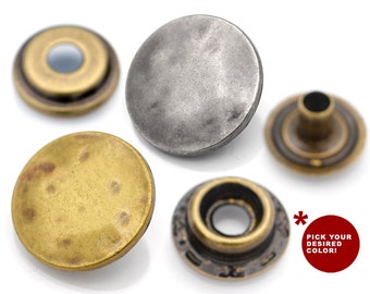 10sets 3/4inch Antique Moon Solid Brass Snap Fasteners Washable Ring-Socket Snaps Button Decorative Closure