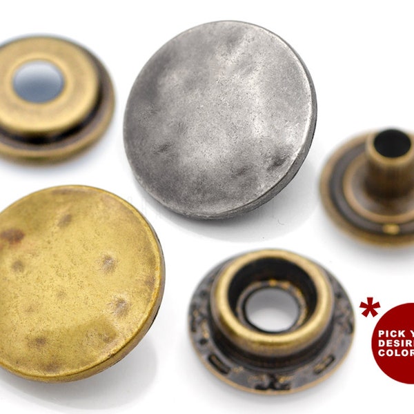 10sets 3/4inch Antique Moon Solid Brass Snap Fasteners Washable Ring-Socket Snaps Button Decorative Closure