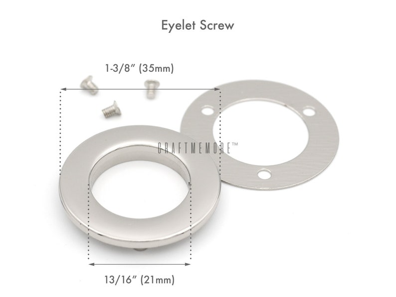 Metal SCREW Rings Grommet Round Flat Surface Purse Loop O-rings Craft Accessories 21MM 25MM Pack of 4 Complete Rings
