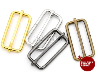 10pack 1-1/4&quot;, 1-1/2&quot; Movable Bar Slide Strap Adjuster Rectangle Strap Keeper Triglide Belt Keeper Purse Making