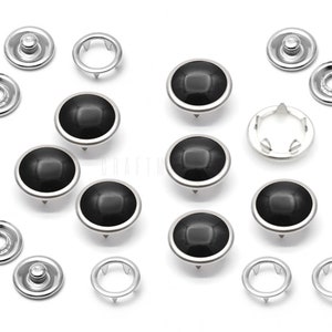 20 Sets 12mm Pearl Snaps Fasteners Pearl-Like Buttons for Western Shirt Clothes Washable Popper Studs Black