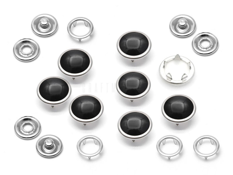 20 Sets 12mm Pearl Snaps Fasteners Pearl-Like Buttons for Western Shirt Clothes Washable Popper Studs Preto