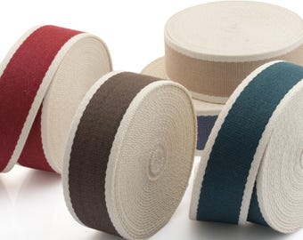 Two Tone Cotton Poly Webbing Strap, 1.5 Inch Wide, Luxury Bag Strap Material