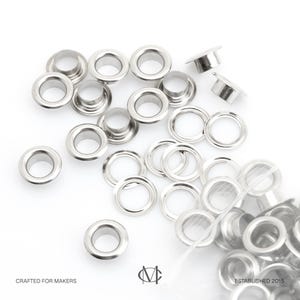 Grommet Tool Kit | 3/16", 1/4", 5/16" Eyelet Setting Tool with Hole Punch | 100 Silver Grommets image 5