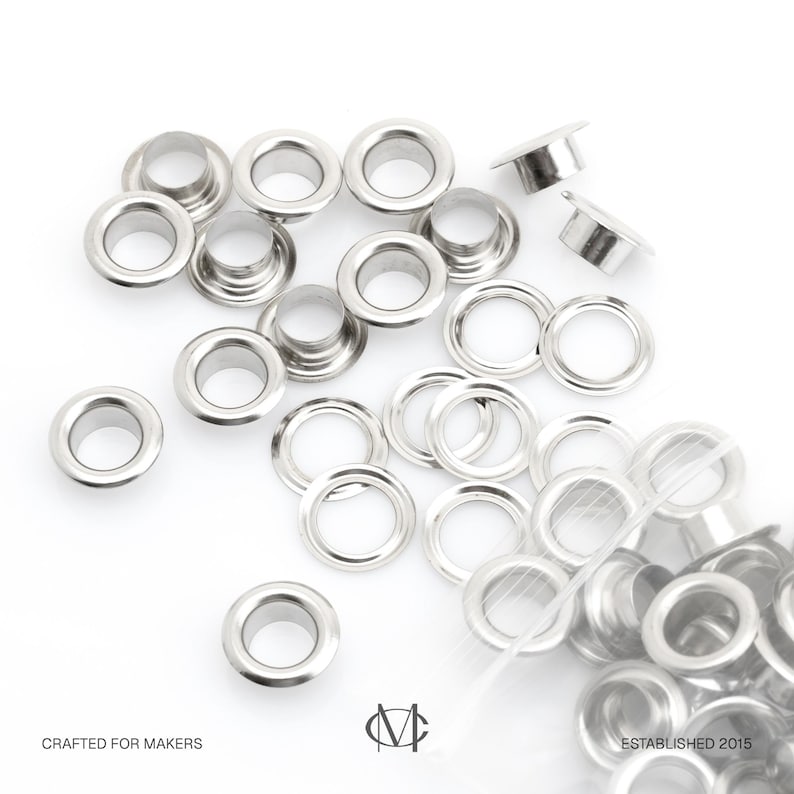 Grommet Tool Kit | 3/16", 1/4", 5/16" Eyelet Setting Tool with Hole Punch | 100 Silver Grommets image 5