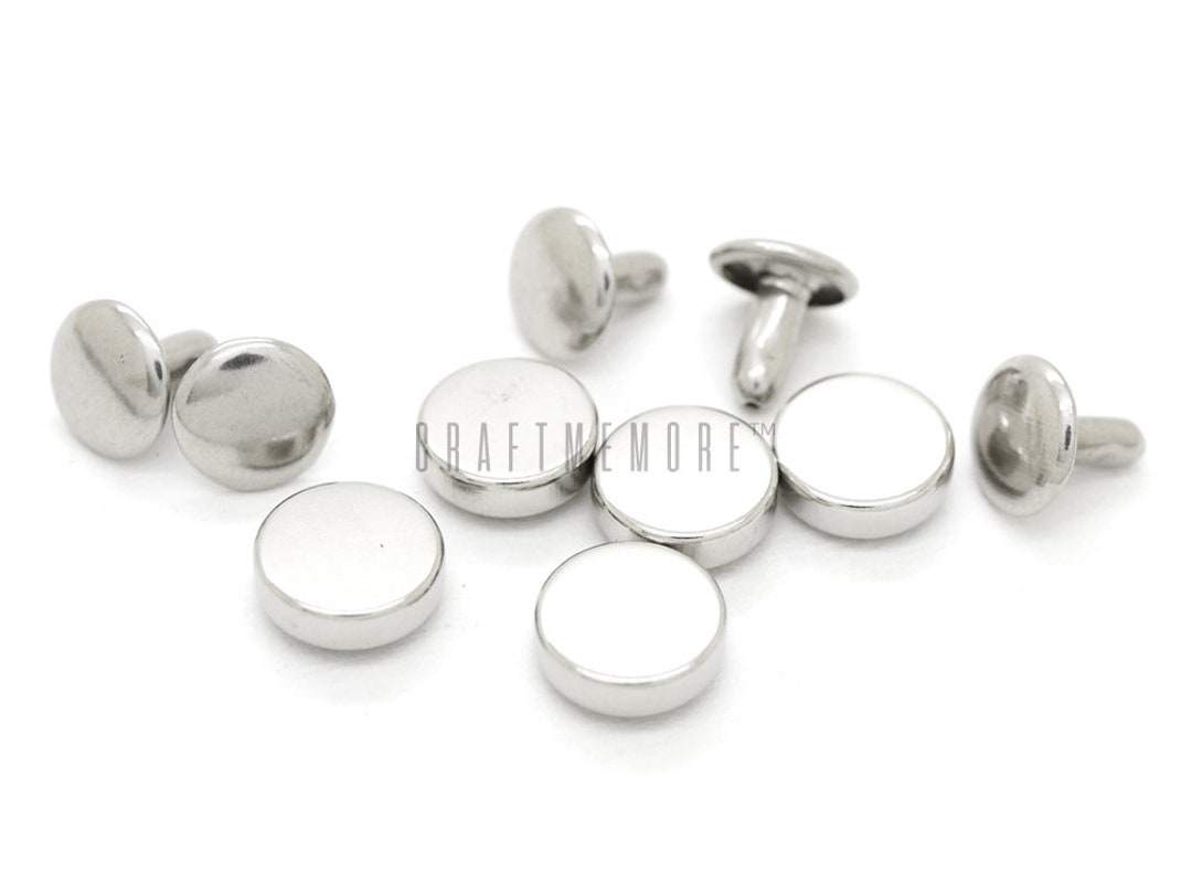 50sets Silver Colored Leather Rivet Metal Flat Head Rivet Tablet Studs