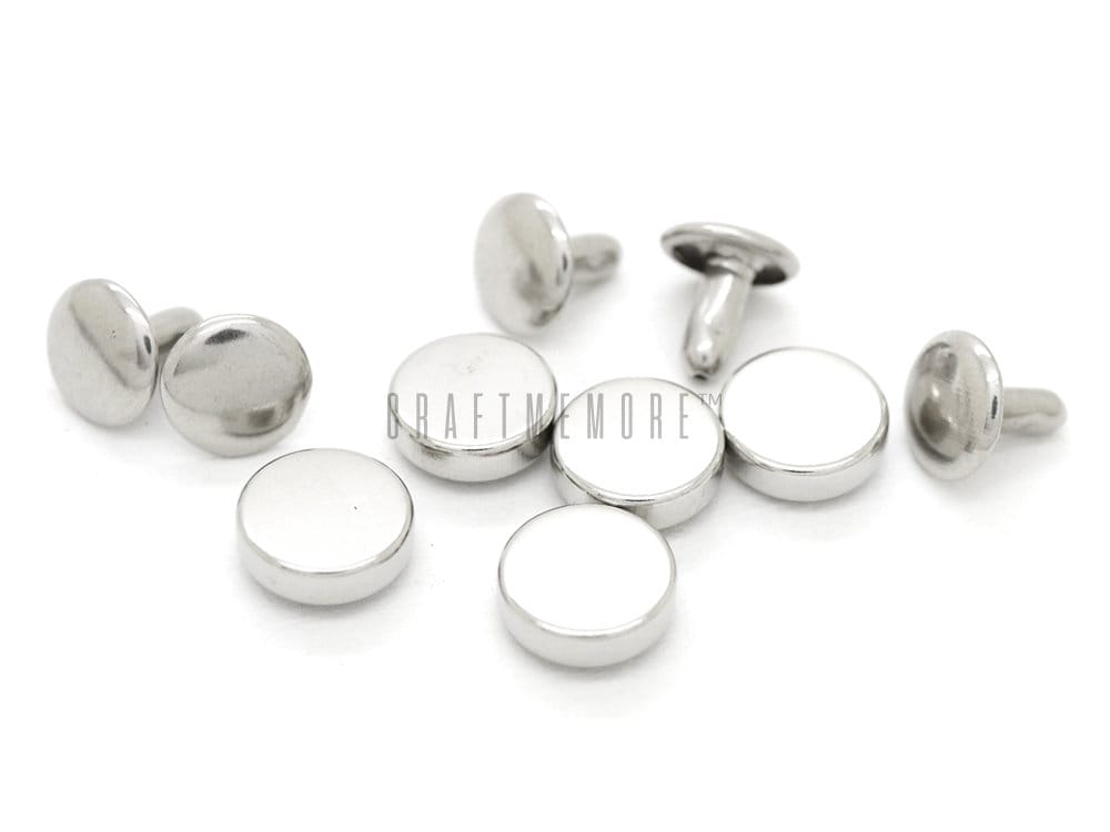 50 Sets Silver Leather Rivets, Double Cap Metal Studs